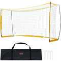 Portable Soccer Goal, 12X6 Ft Adults Kids Backyard Soccer Net, Large Practice Soccer Net, Steel Fiberglass Structure Training Goal Set, All-Weather Outdoor Soccer Goals with Carry Bag, Yellow