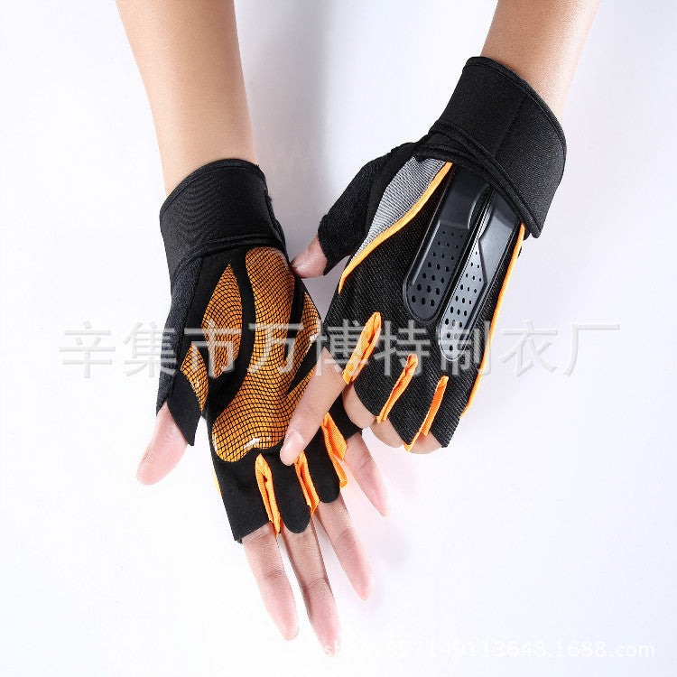 Wholesale Men's and Women's Fitness Gloves Half-Finger Breathable Cycling Dumbbell Equipment Training Extended Wrist Gloves Export Jsa1