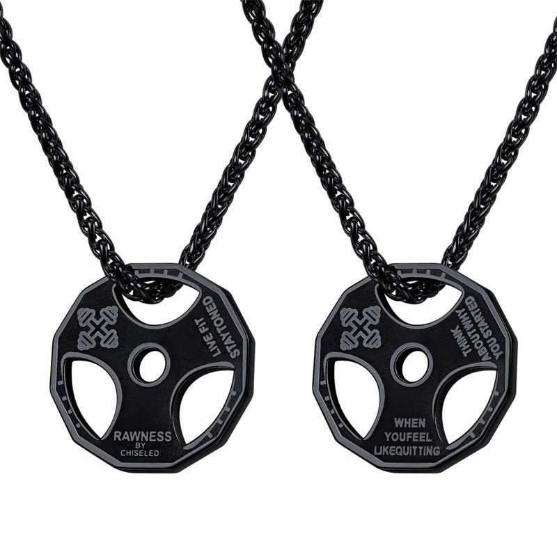 Gym Barbell Pendant Necklace – Stainless Steel Fitness Jewellery for Men & Women