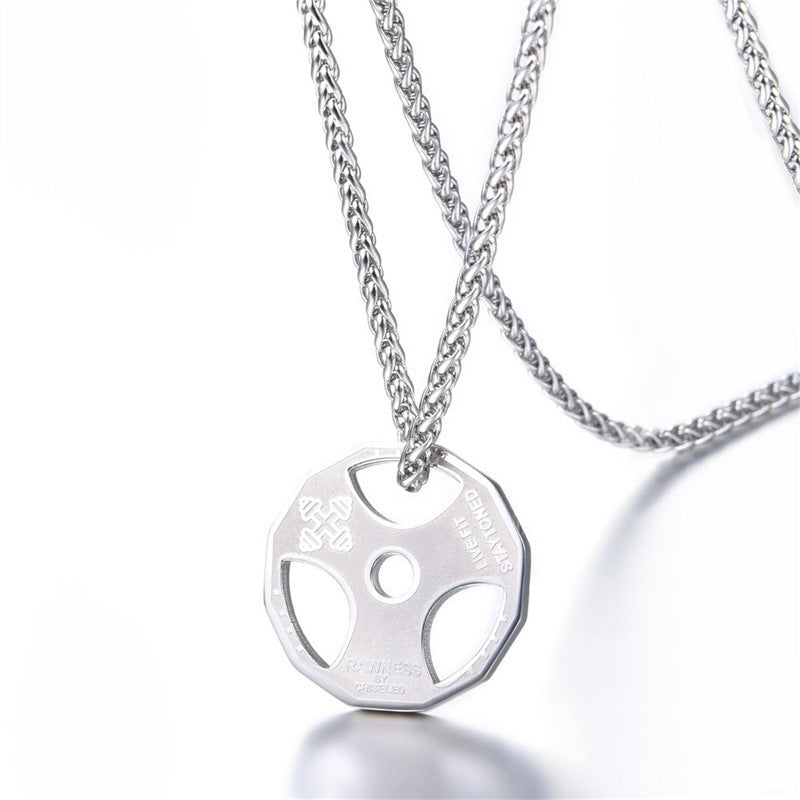 Gym Barbell Pendant Necklace – Stainless Steel Fitness Jewellery for Men & Women