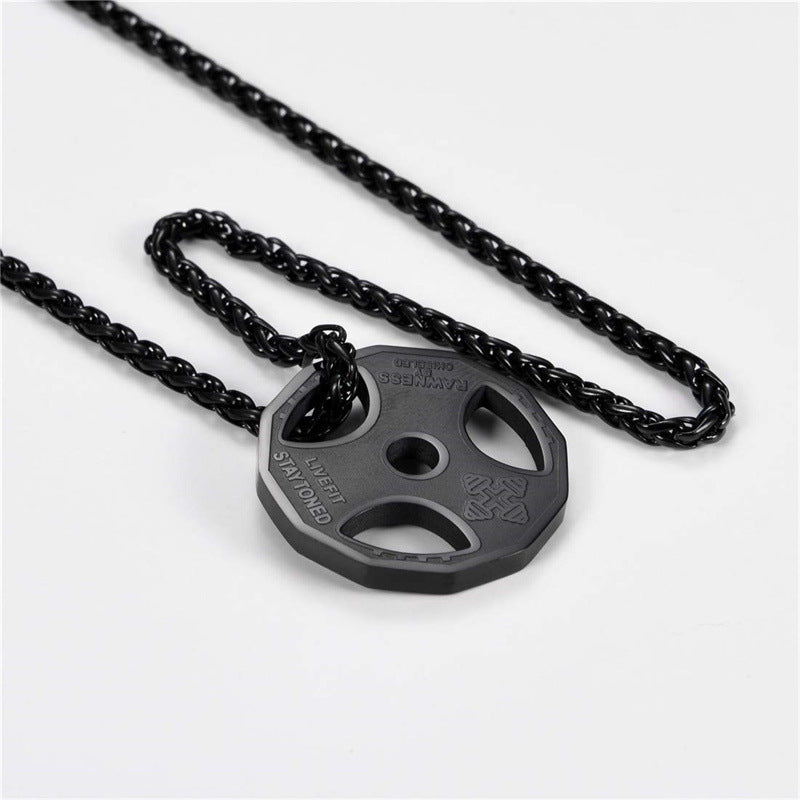 Gym Barbell Pendant Necklace – Stainless Steel Fitness Jewellery for Men & Women
