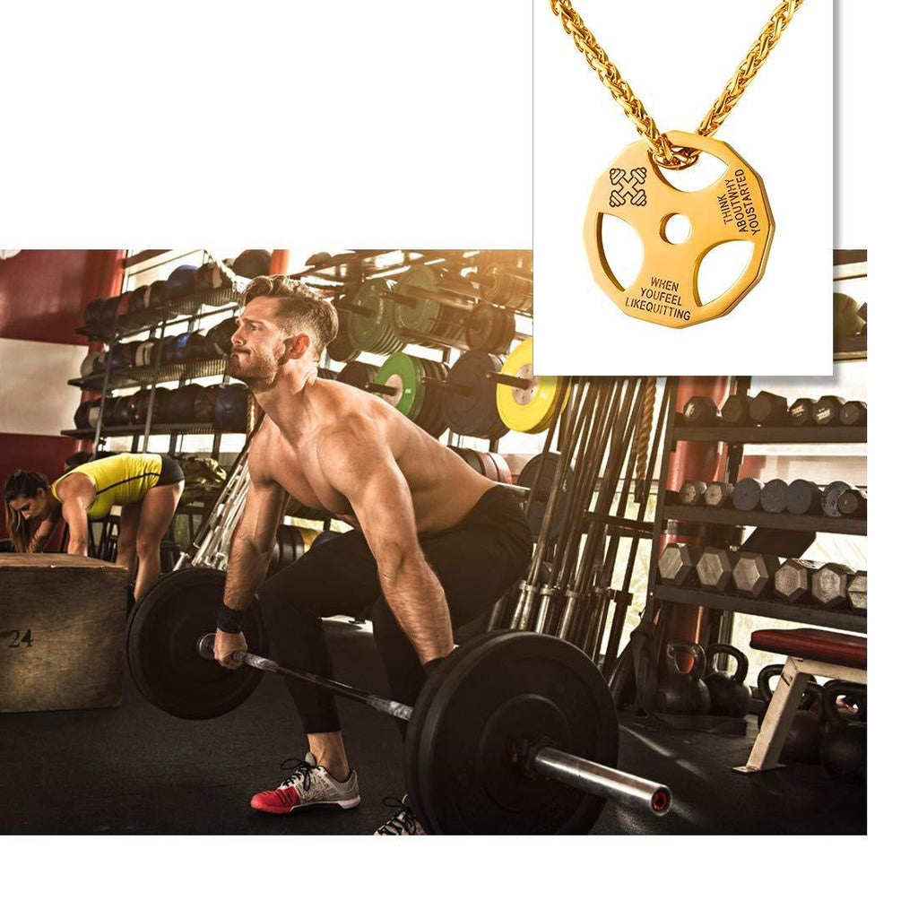 Gym Barbell Pendant Necklace – Stainless Steel Fitness Jewellery for Men & Women