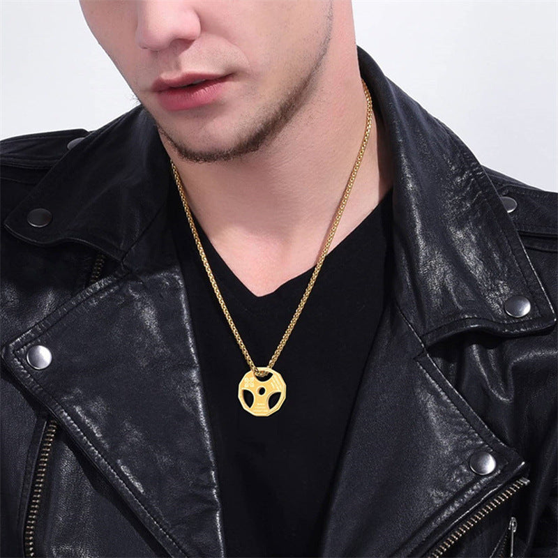 Gym Barbell Pendant Necklace – Stainless Steel Fitness Jewellery for Men & Women