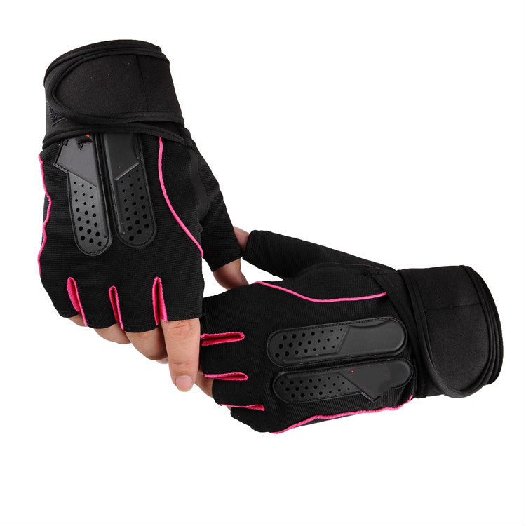 Wholesale Men's and Women's Fitness Gloves Half-Finger Breathable Cycling Dumbbell Equipment Training Extended Wrist Gloves Export Jsa1