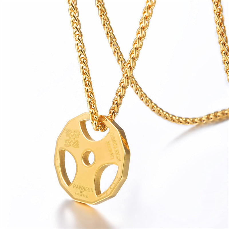 Gym Barbell Pendant Necklace – Stainless Steel Fitness Jewellery for Men & Women