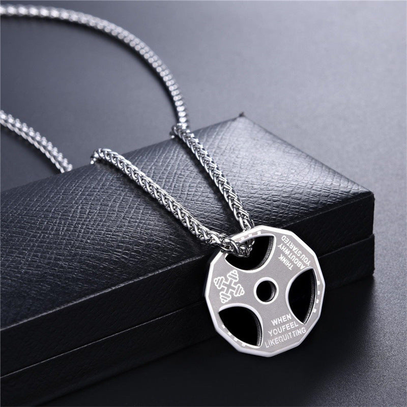 Gym Barbell Pendant Necklace – Stainless Steel Fitness Jewellery for Men & Women