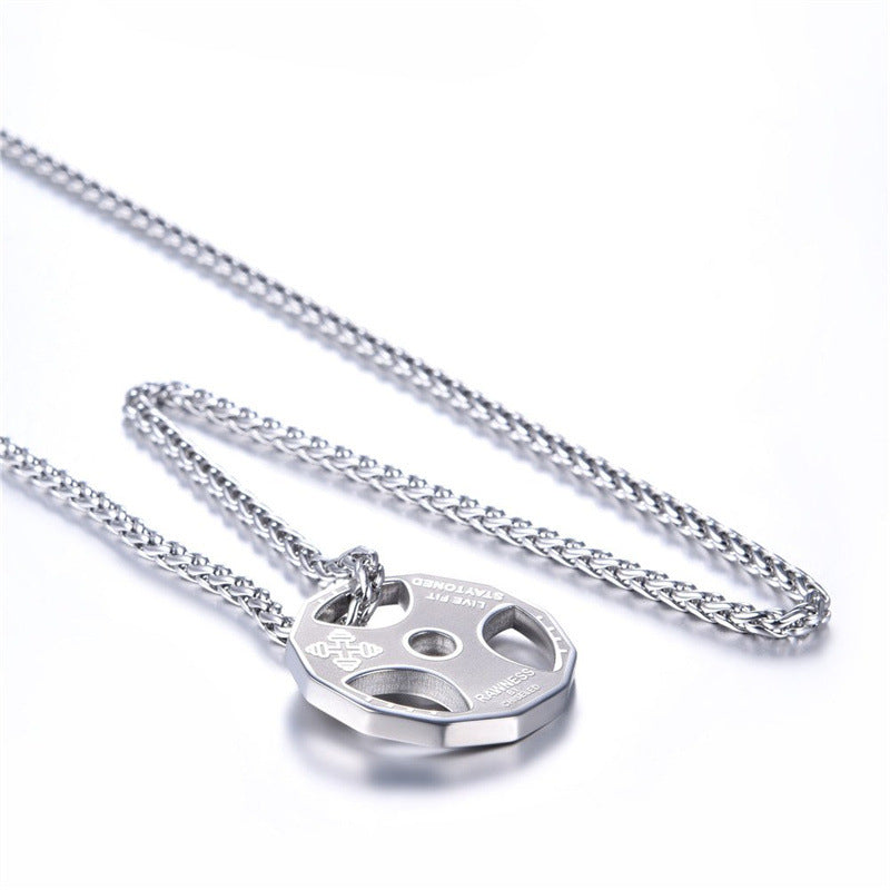 Gym Barbell Pendant Necklace – Stainless Steel Fitness Jewellery for Men & Women