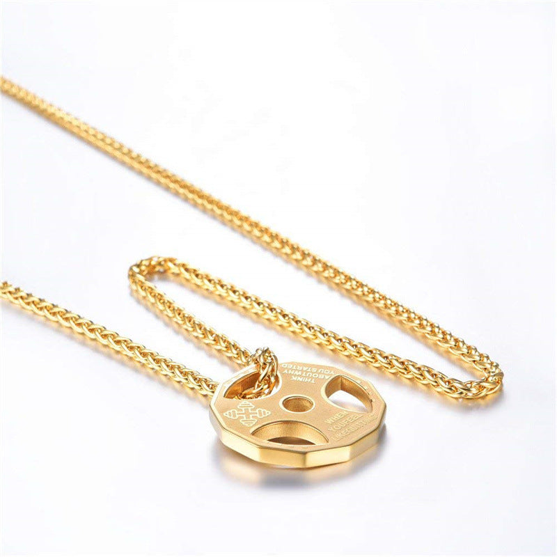 Gym Barbell Pendant Necklace – Stainless Steel Fitness Jewellery for Men & Women