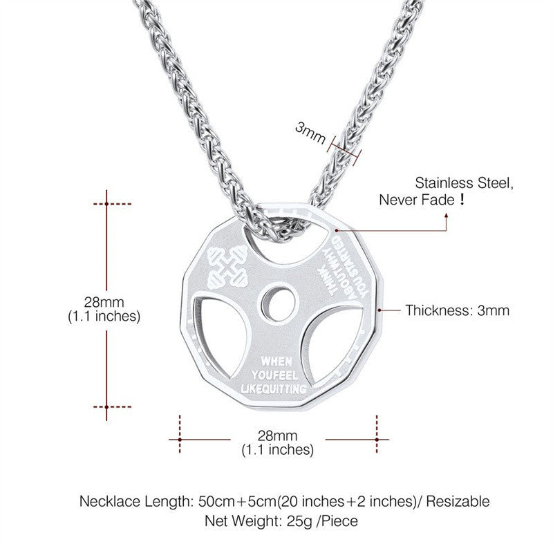 Gym Barbell Pendant Necklace – Stainless Steel Fitness Jewellery for Men & Women