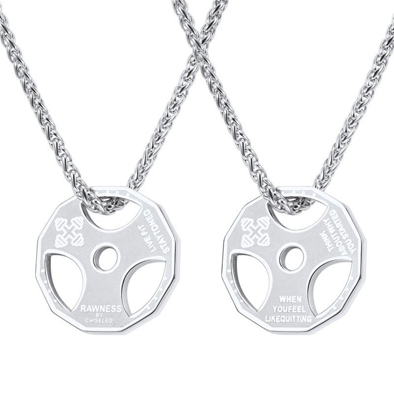 Gym Barbell Pendant Necklace – Stainless Steel Fitness Jewellery for Men & Women