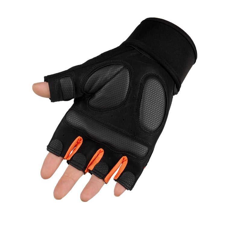 Wholesale Men's and Women's Fitness Gloves Half-Finger Breathable Cycling Dumbbell Equipment Training Extended Wrist Gloves Export Jsa1