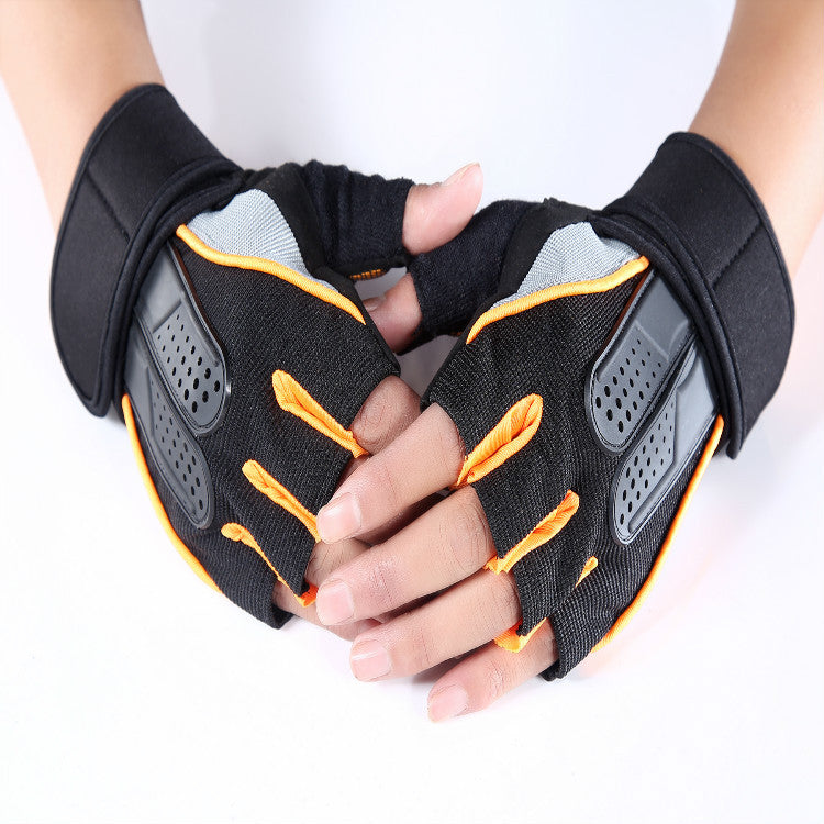 Wholesale Men's and Women's Fitness Gloves Half-Finger Breathable Cycling Dumbbell Equipment Training Extended Wrist Gloves Export Jsa1