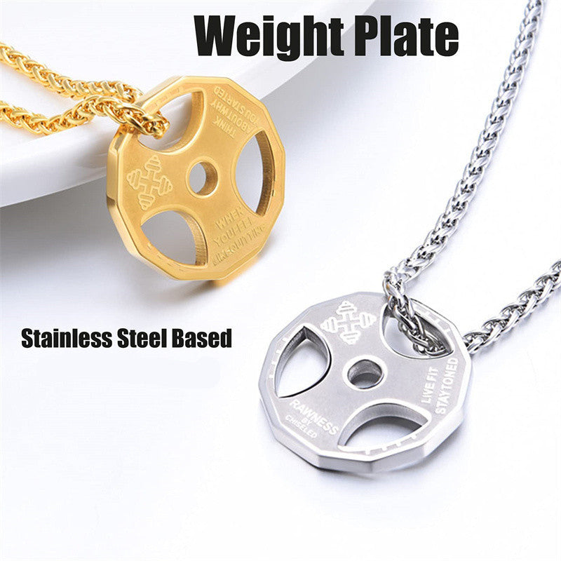 Gym Barbell Pendant Necklace – Stainless Steel Fitness Jewellery for Men & Women