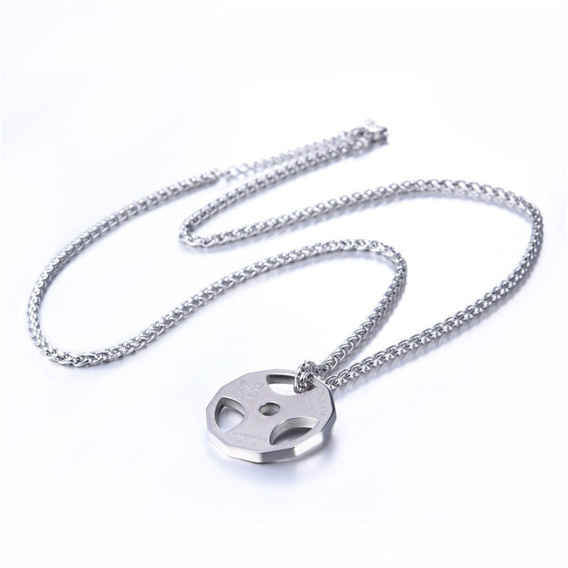 Gym Barbell Pendant Necklace – Stainless Steel Fitness Jewellery for Men & Women